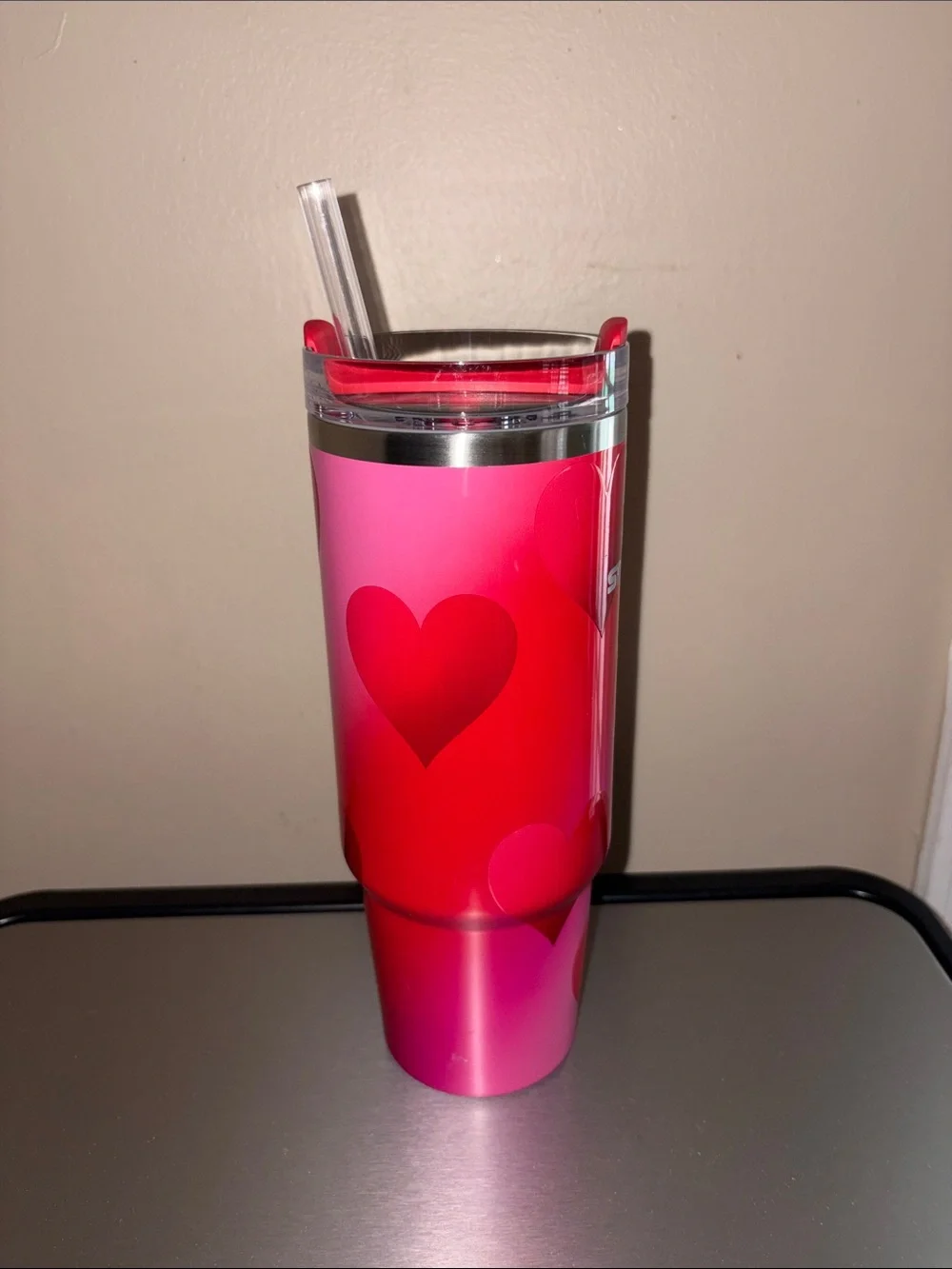 Never used Stanley Red and Pink Heart 30oz Travel Mug